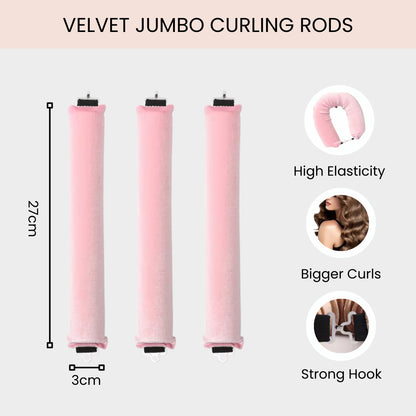 Velvet Jumbo Curling Rods 3pc